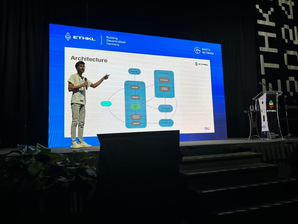 Gathin T speaking at ETHKL - Data Availability Architecture for AI Applications