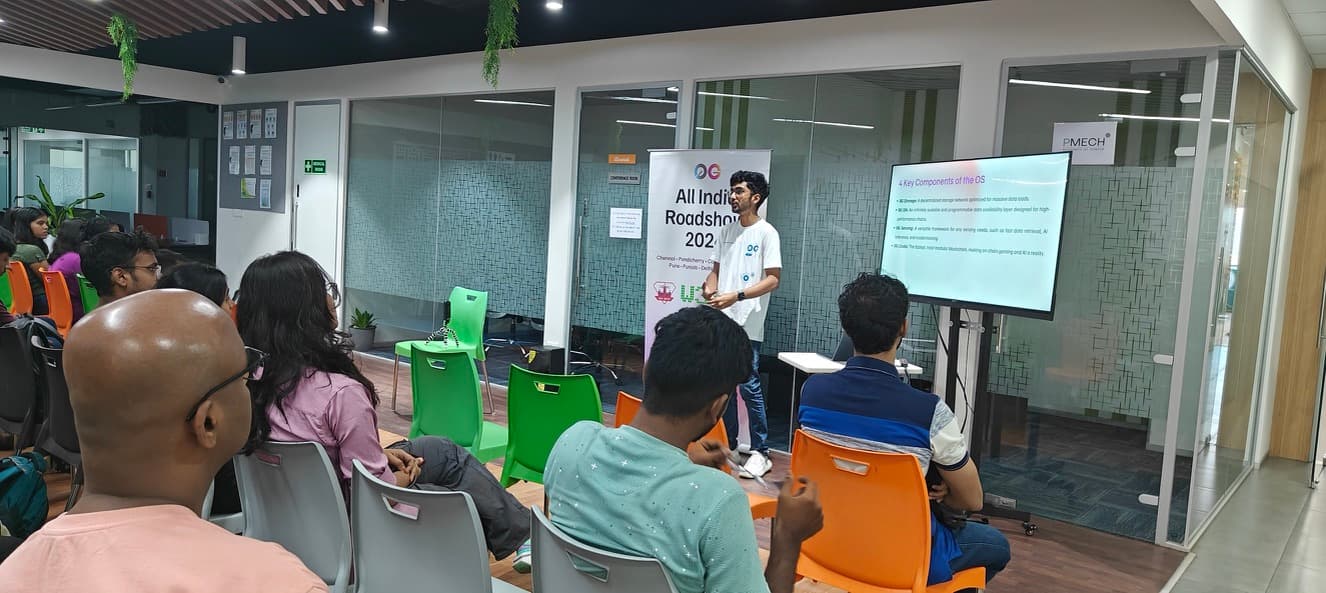 Gathin T speaking at 0G Roadshow - Pune - Devcon Developer Challenge